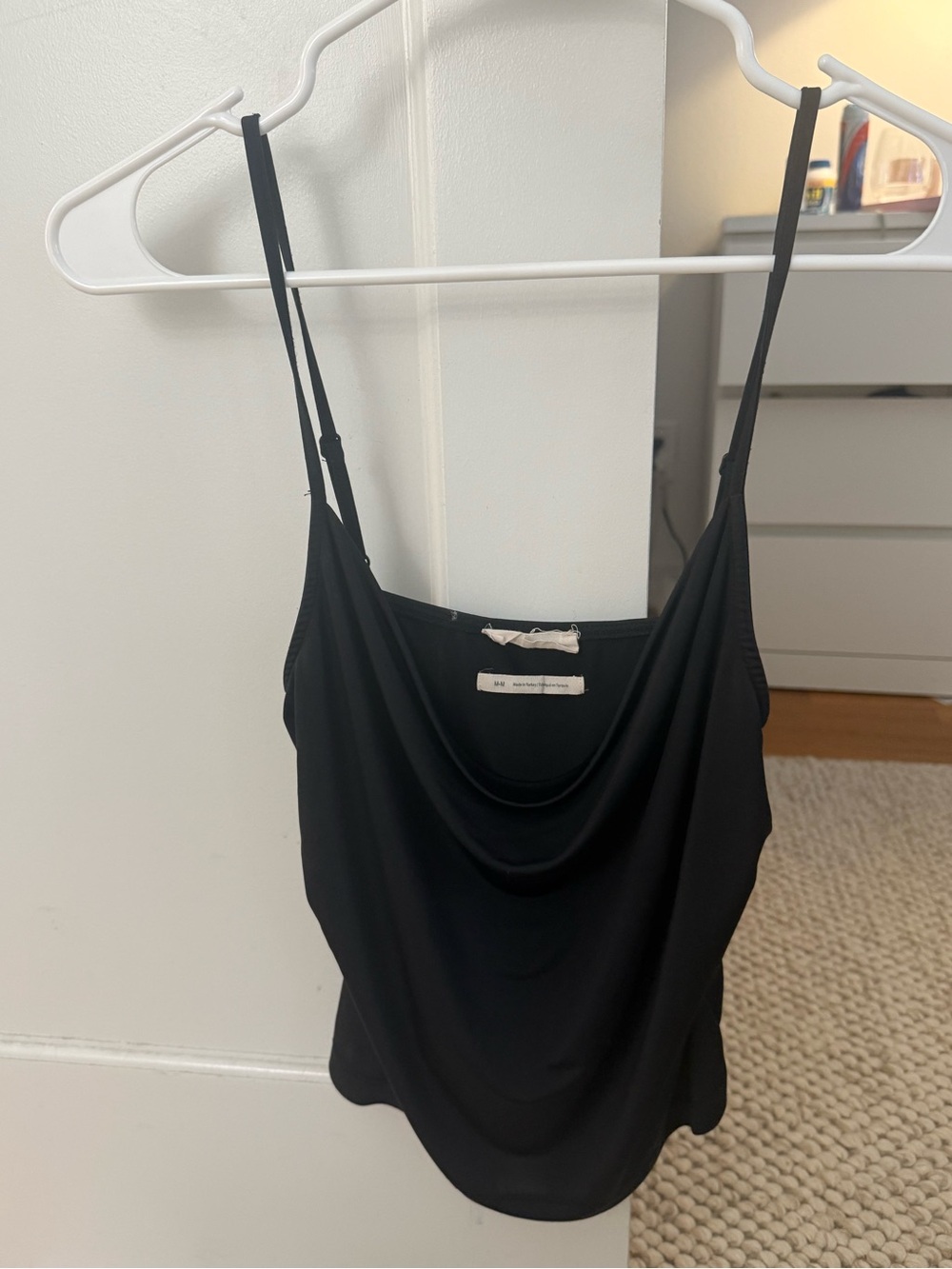 Black Draped Cowl Neck tank